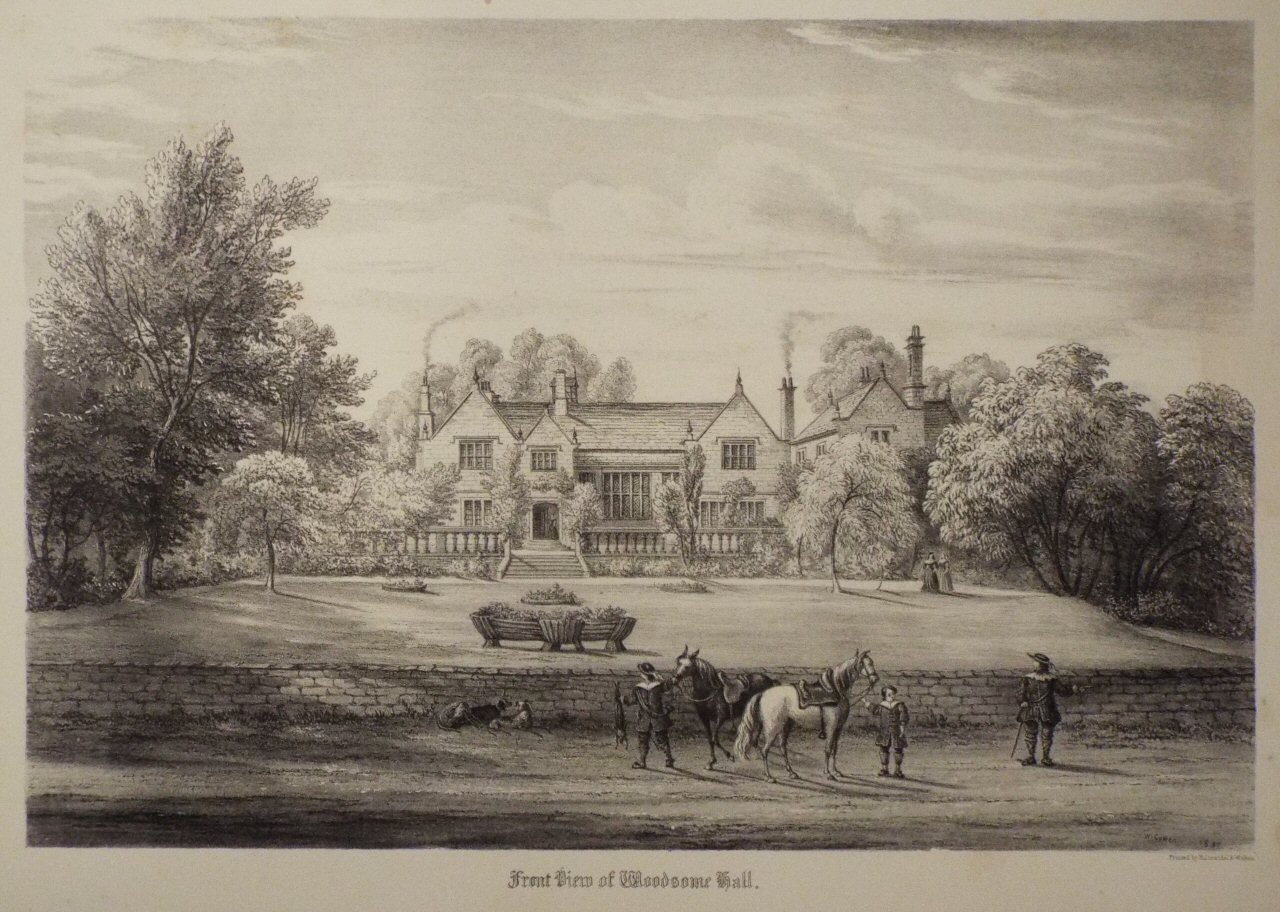 Lithograph - Front View of Woodsome Hall. - Cowen